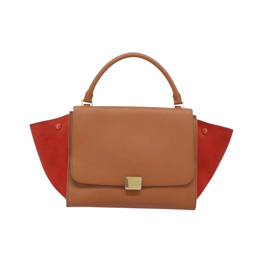 Celine Trapeze Leather with Suede, Brown, Leather, Handbag