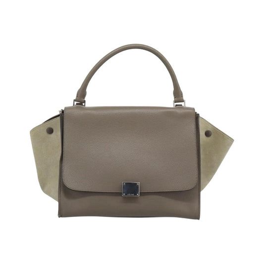 Celine Trapeze Leather with Suede, Gray, Leather, Handbag