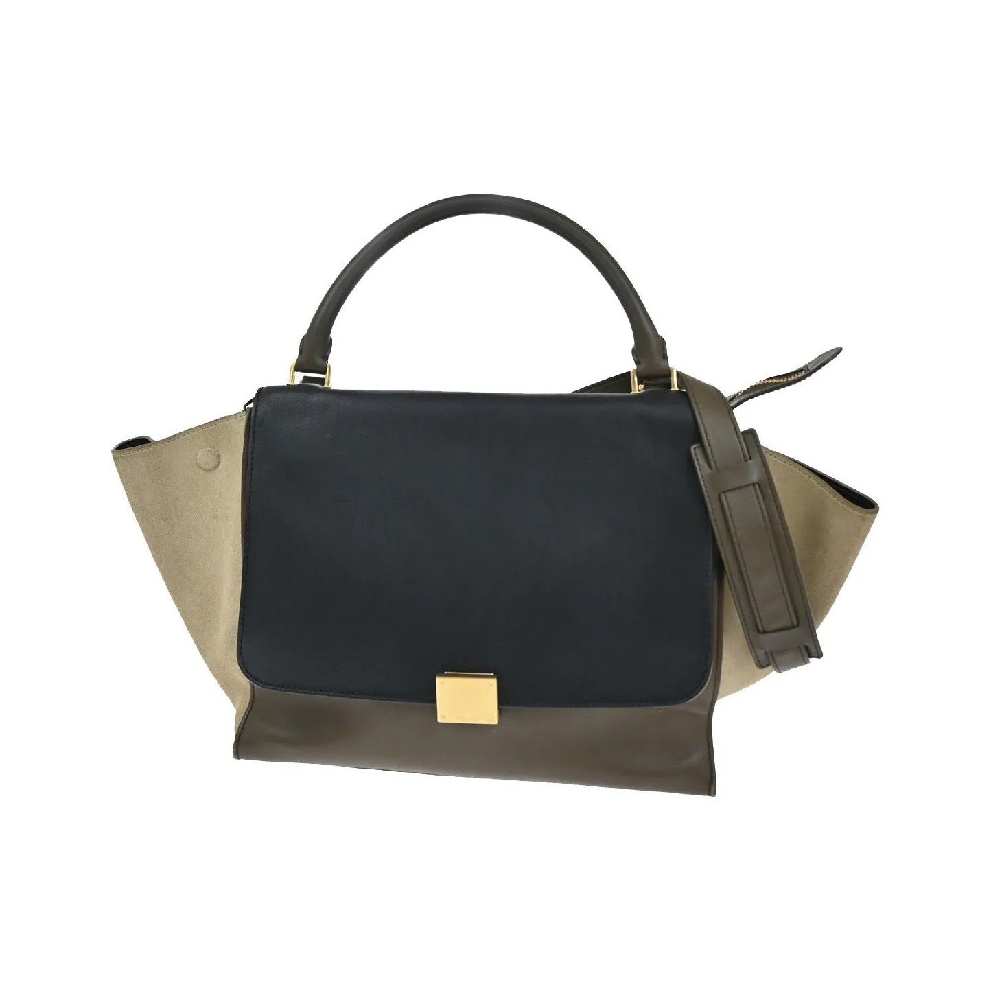 Celine Trapeze Leather with Suede, Multicolour, Leather, Handbag
