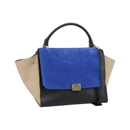 Celine Trapeze Leather with Suede, Blue, Leather, Handbag