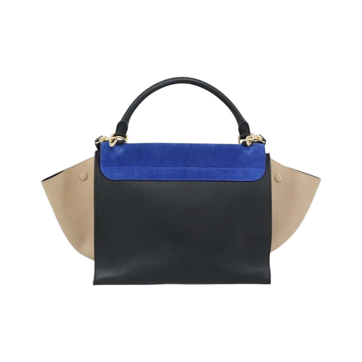 Celine Trapeze Leather with Suede, Blue, Leather, Handbag