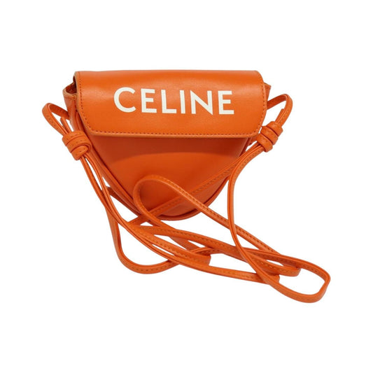 Celine Triangle Leather, Orange, Leather, Shoulder Bag