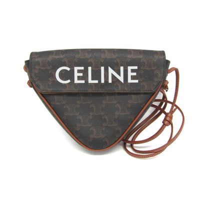 Celine Triangle Triomphe Coated Canvas, Brown, Canvas, Crossbody Bag