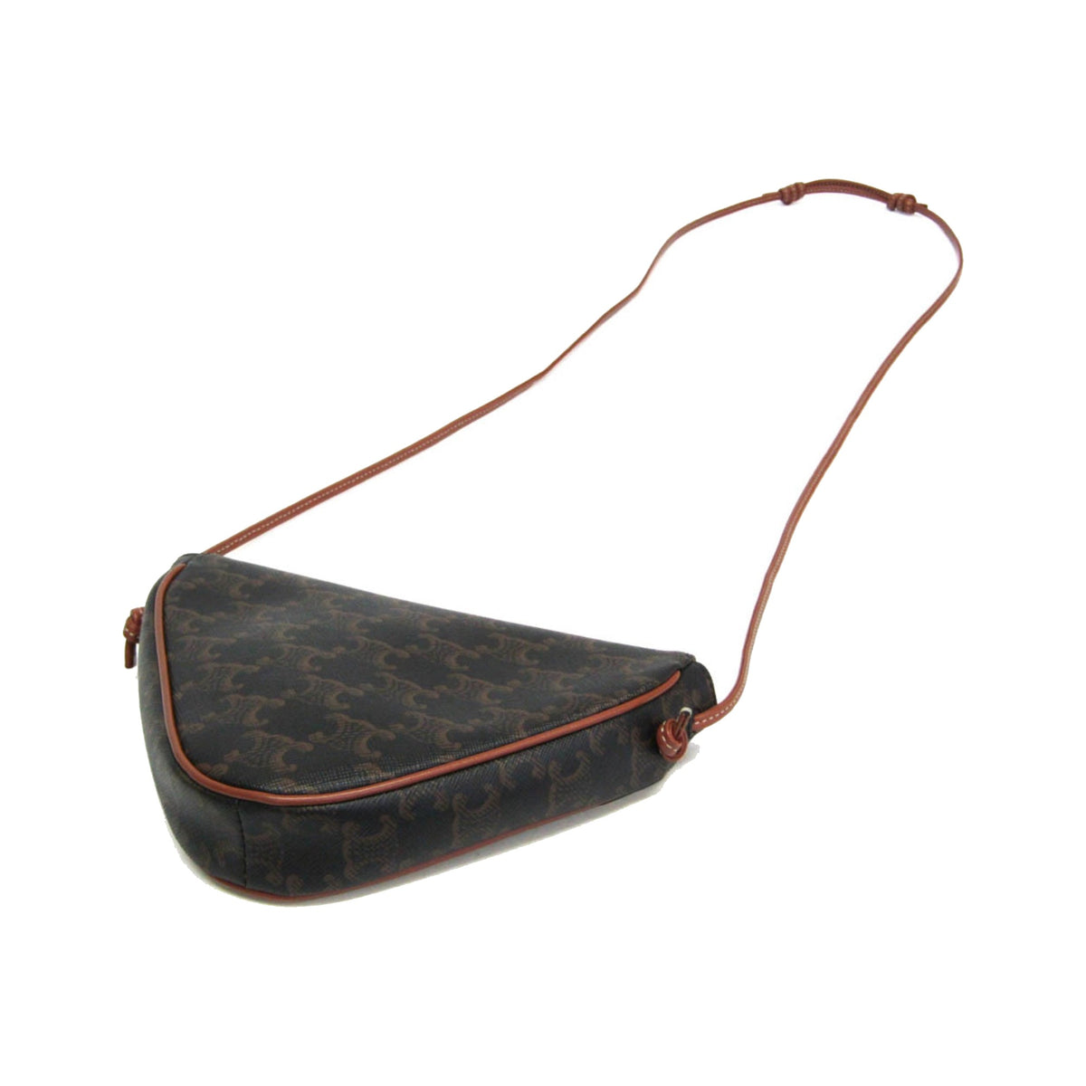 Celine Triangle Triomphe Coated Canvas, Brown, Canvas, Crossbody Bag