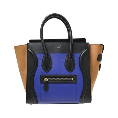 Celine Tricolor Luggage Leather, Multicolour, Leather, Tote Bag