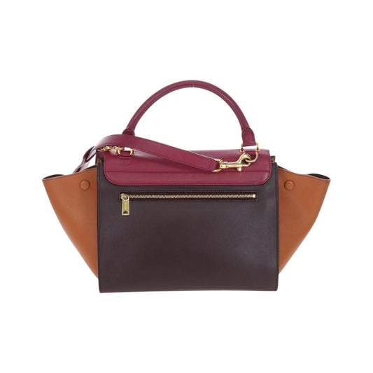 Celine Tricolor Trapeze Leather, Burgundy, Leather, Handbag