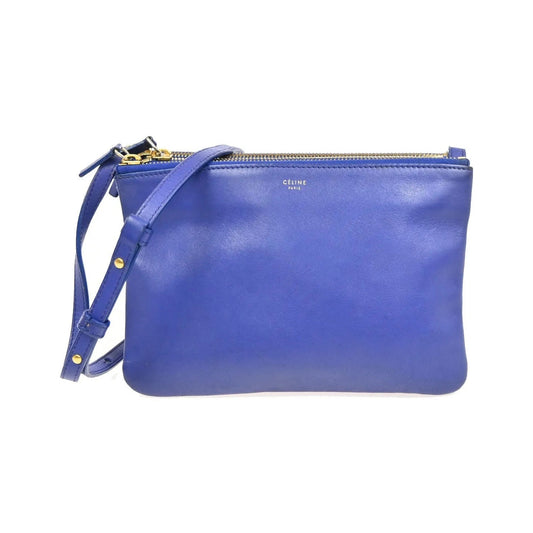 Celine Trio Leather, Blue, Leather, Shoulder Bag