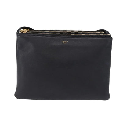 Celine Trio Leather, Black, Leather, Shoulder Bag