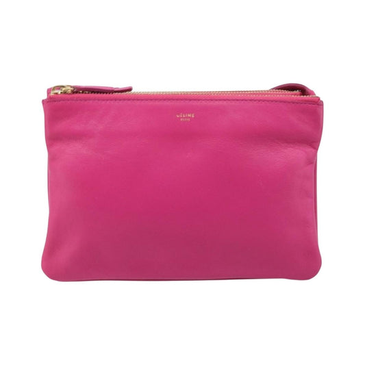 Celine Trio Leather, Pink, Leather, Crossbody Bag