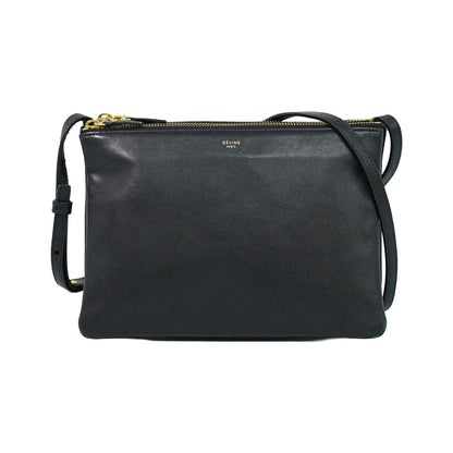 Celine Trio Leather, Black, Leather, Crossbody Bag
