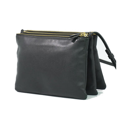 Celine Trio Leather, Black, Leather, Crossbody Bag