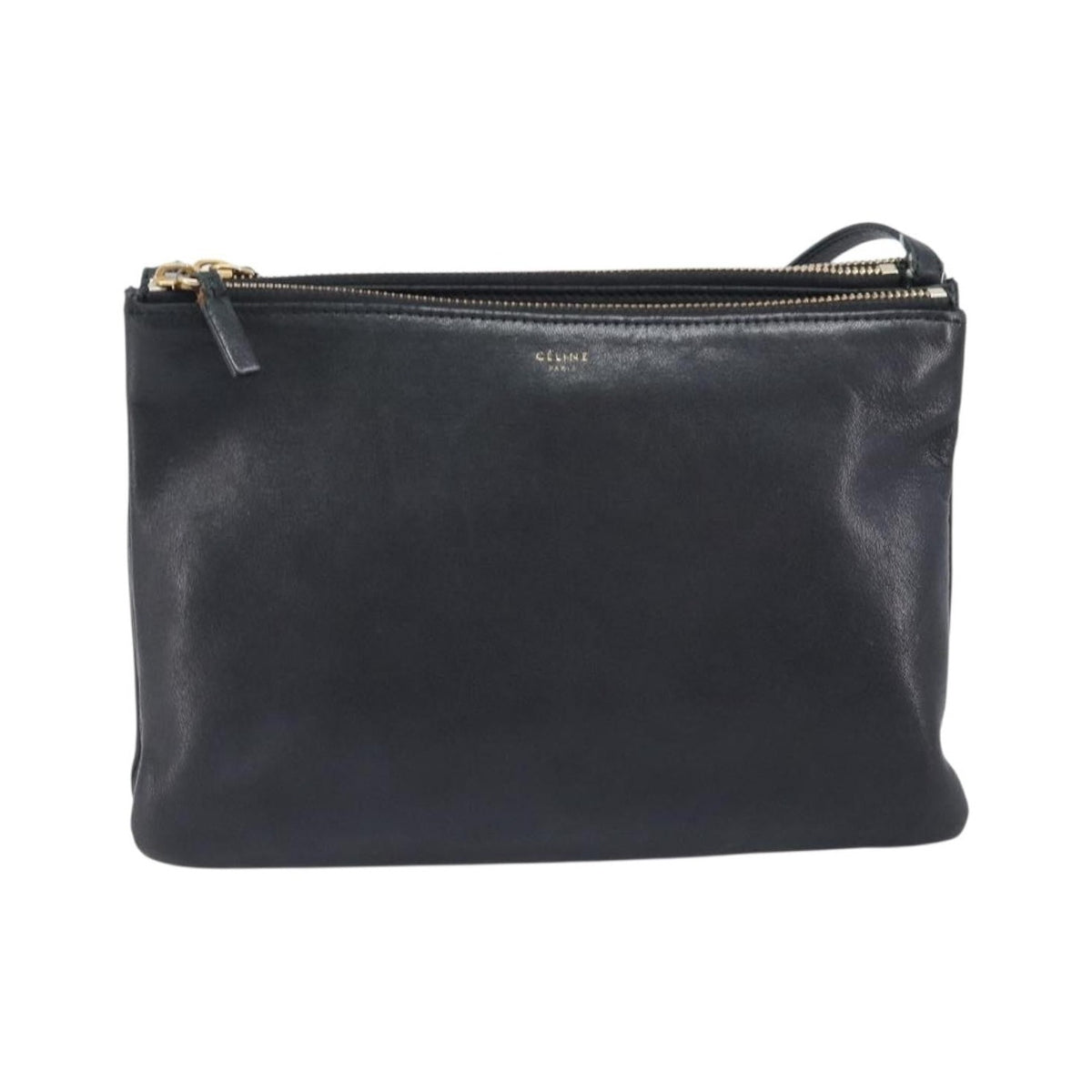 Celine Trio Leather, Black, Leather, Crossbody Bag