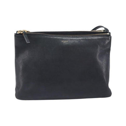 Celine Trio Leather, Black, Leather, Crossbody Bag