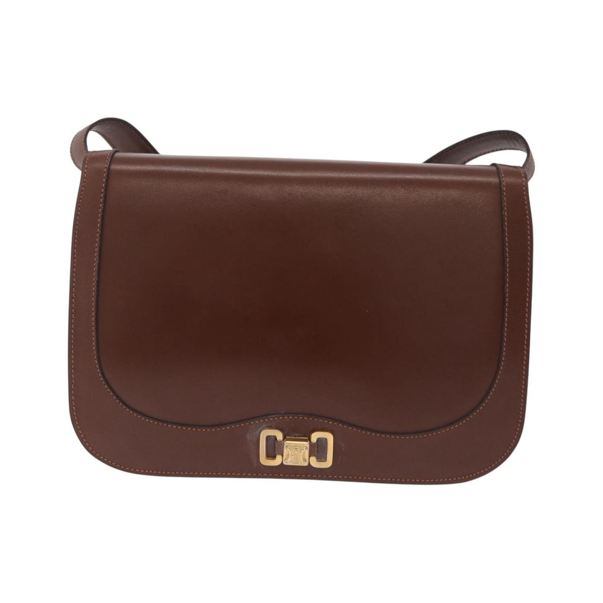 Celine Triomphe Leather, Brown, Leather, Shoulder Bag