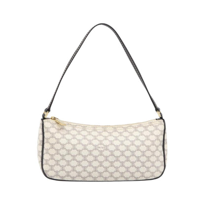 Celine Triomphe Macadam Zip Shoulder Bag Canvas, White, PVC, Clutch