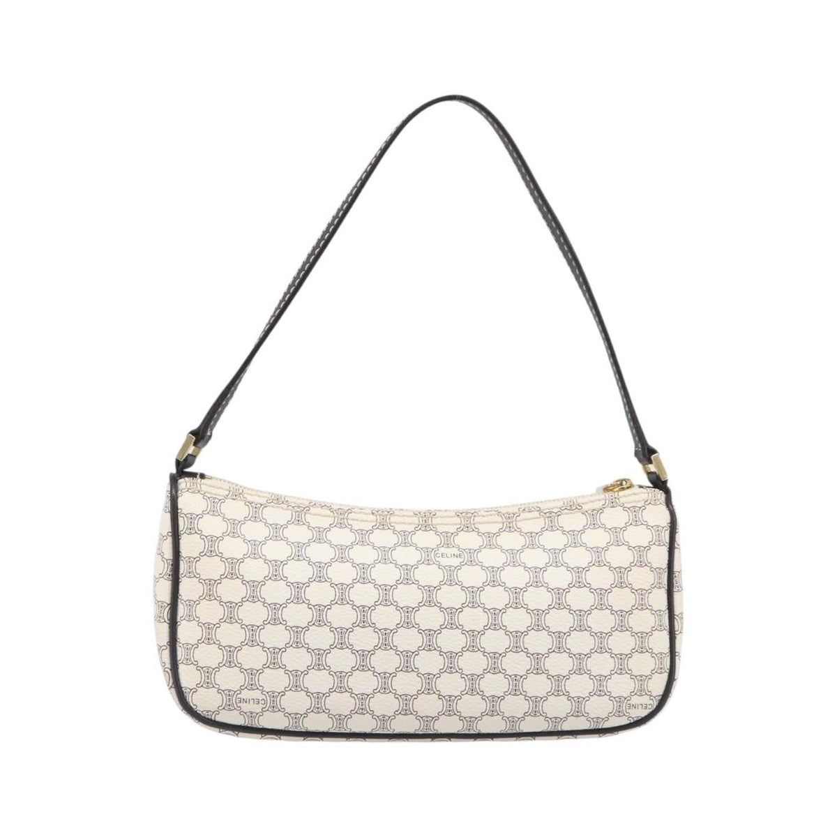 Celine Triomphe Macadam Zip Shoulder Bag Canvas, White, PVC, Clutch