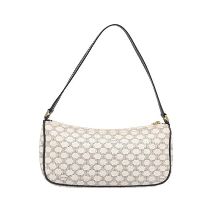 Celine Triomphe Macadam Zip Shoulder Bag Canvas, White, PVC, Clutch