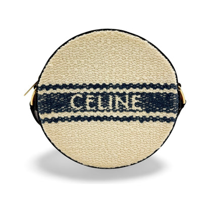 Celine triomphe tambour textile, Navy, Textile, Clutch