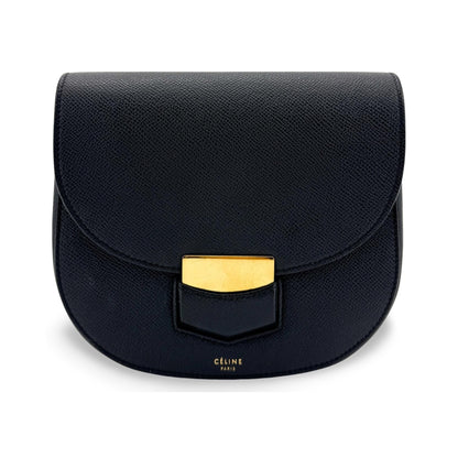 Celine Trotteur Calfskin, Black, Leather, Crossbody Bag
