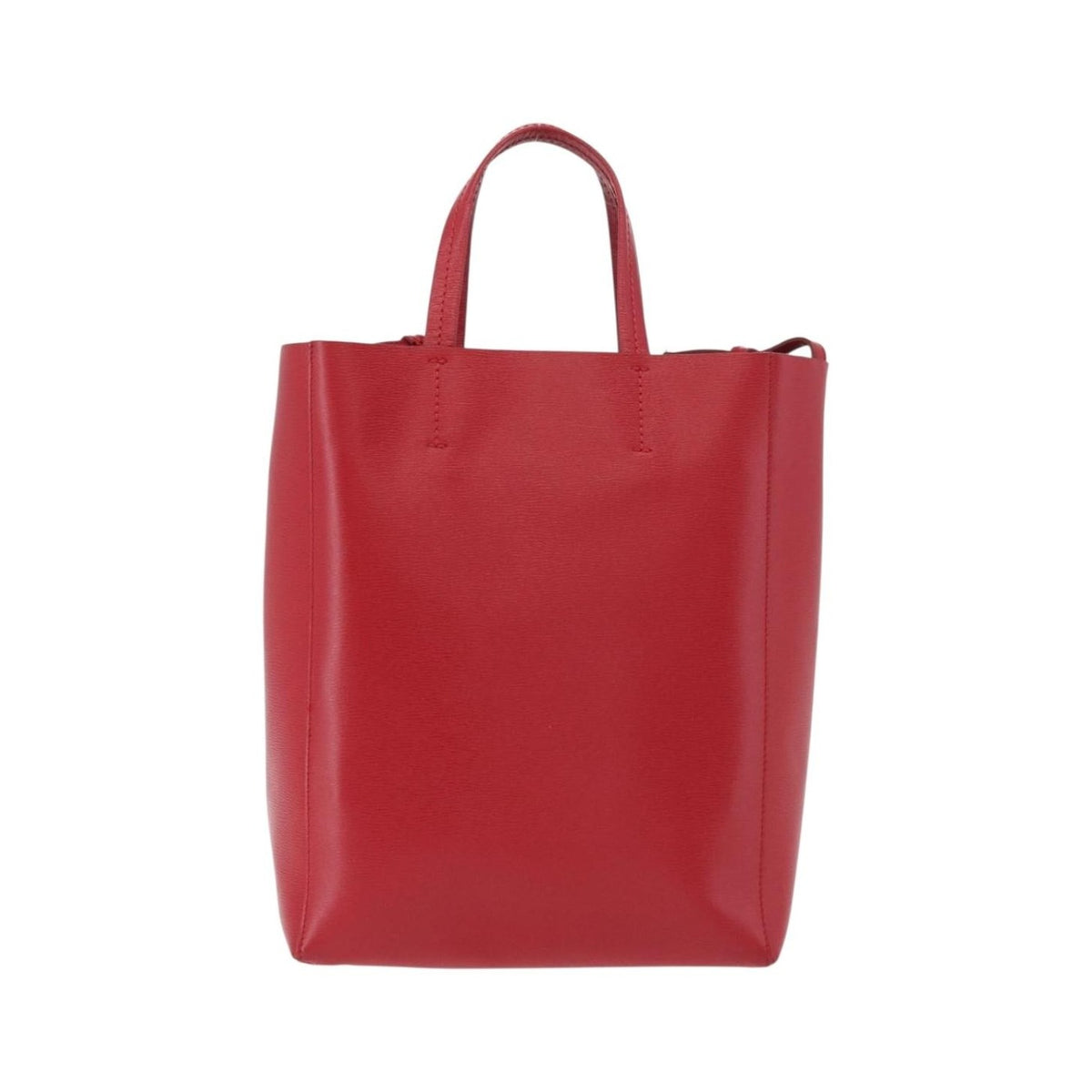 Celine Vertical Cabas Leather, Red, Leather, Tote Bag