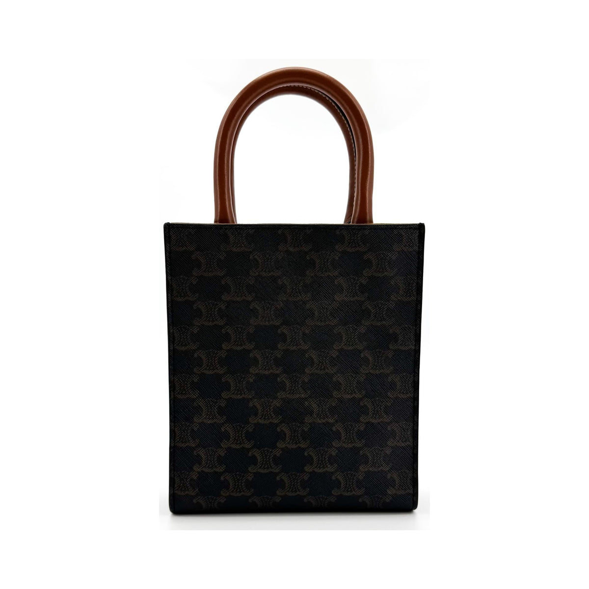 Celine Vertical Cabas Triomphe Coated Canvas, Brown, Canvas, Tote Bag