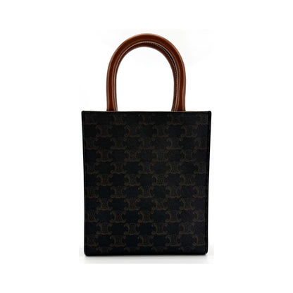 Celine Vertical Cabas Triomphe Coated Canvas, Brown, Canvas, Tote Bag