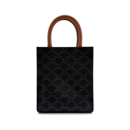 Celine Vertical Cabas Triomphe Coated Canvas, Black, Canvas, Tote Bag