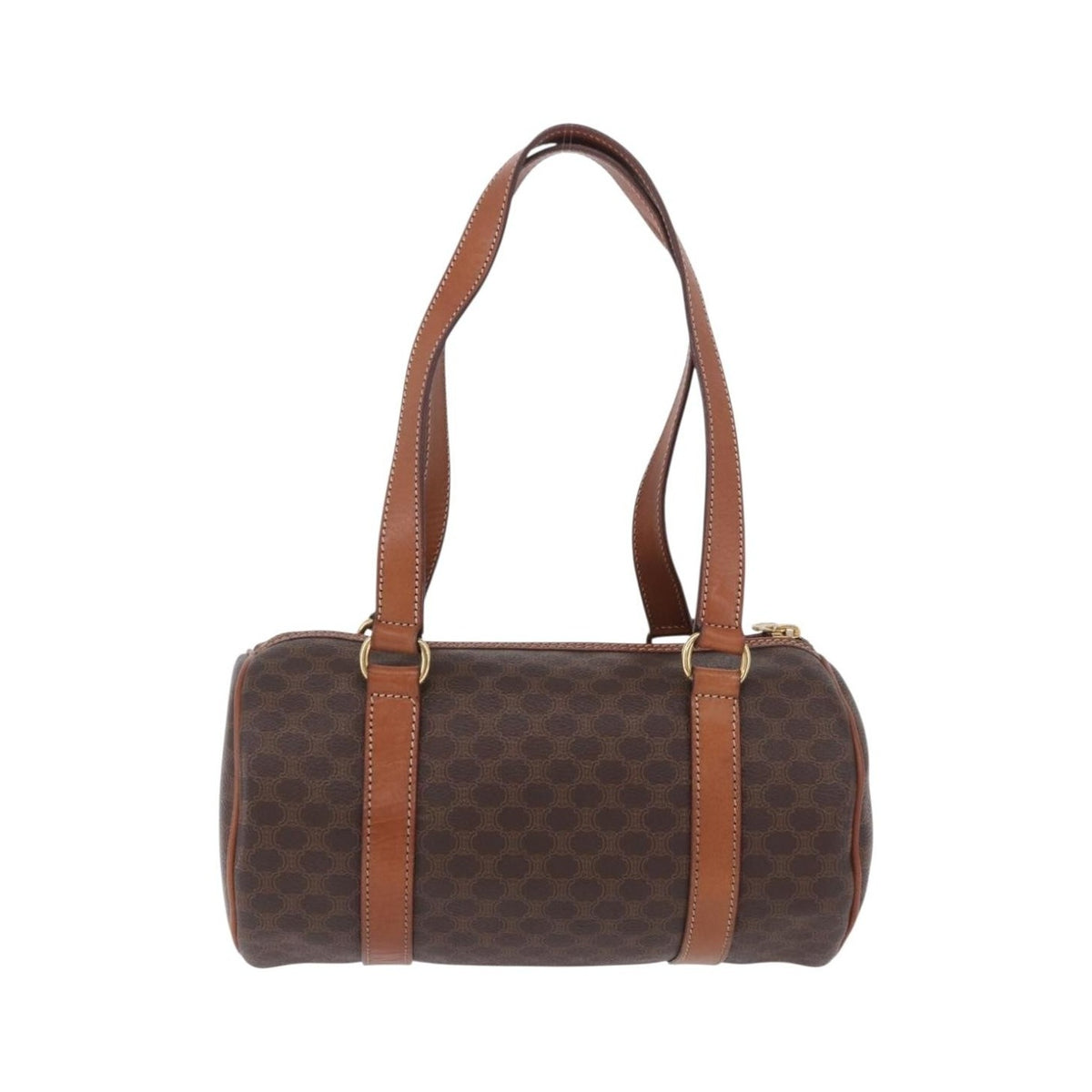 Celine Vintage Barrel Macadam Canvas & Leather, Brown, PVC, Handbag