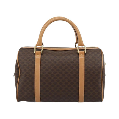 Celine Vintage Boston Macadam Coated Canvas, Brown, PVC, Handbag