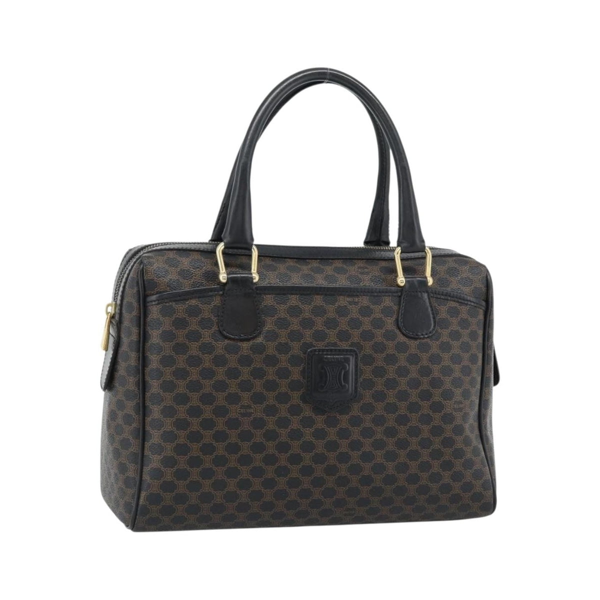 Celine Vintage Boston Macadam Coated Canvas, Black, Canvas, Handbag