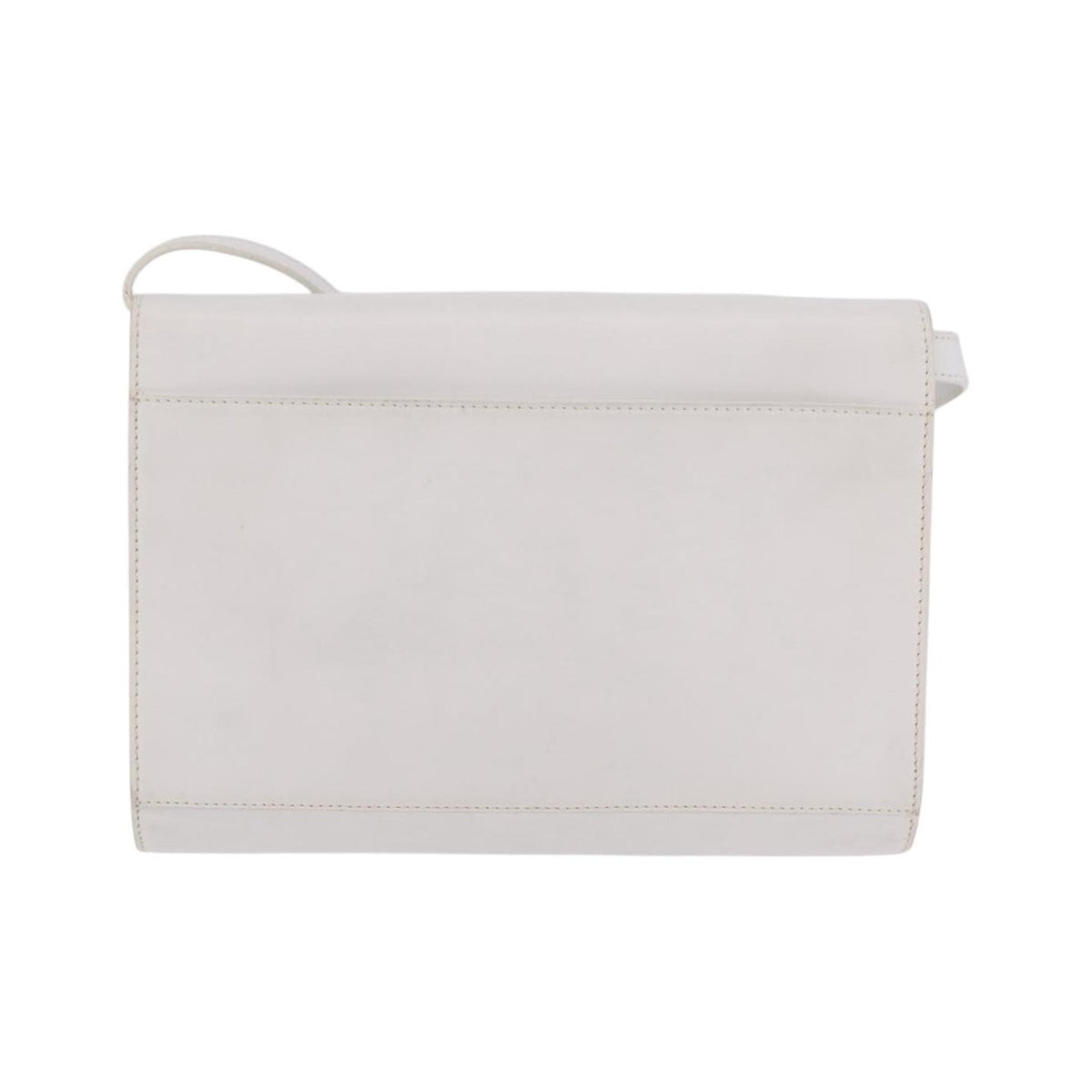 Celine Vintage Circle Logo Leather, White, Leather, Crossbody Bag