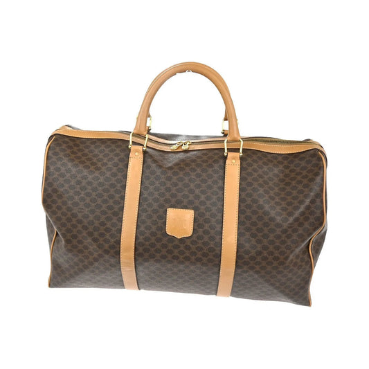 Celine Vintage Duffle Macadam Coated Canvas, Brown, PVC, Travel Bag