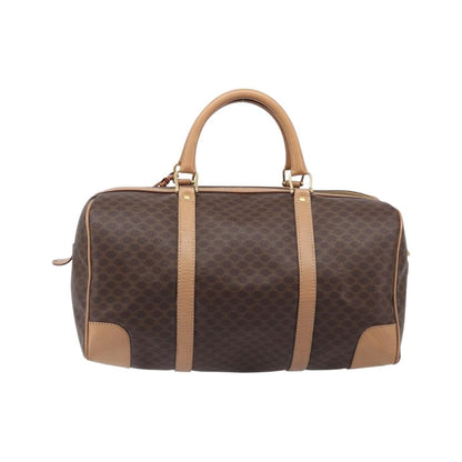Celine Vintage Duffle Macadam Coated Canvas, Brown, PVC, Handbag