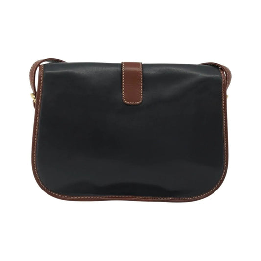 Celine Vintage Flap Leather, Black, Leather, Shoulder Bag
