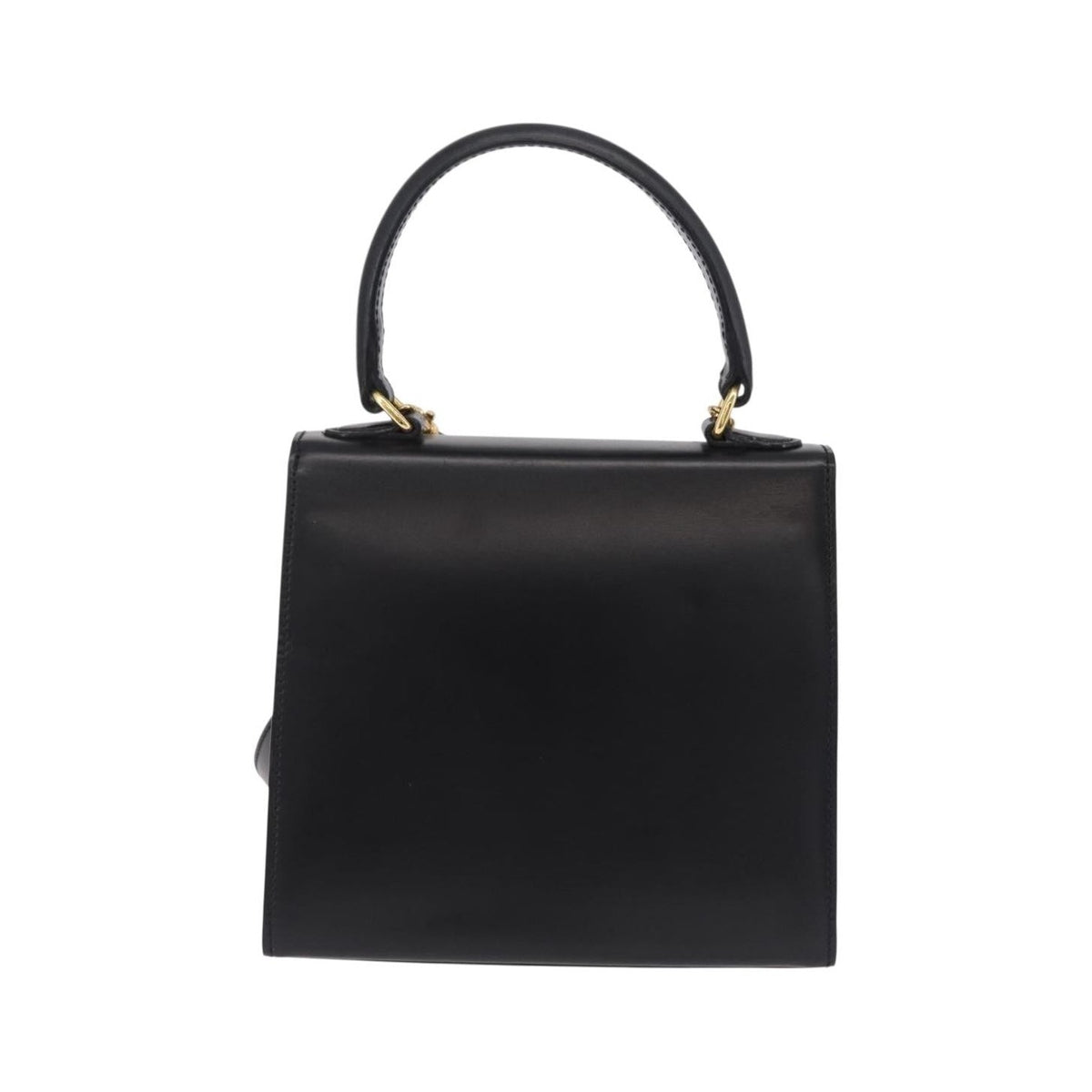 Celine Vintage Logo Top Handle Leather, Black, Leather, Handbag