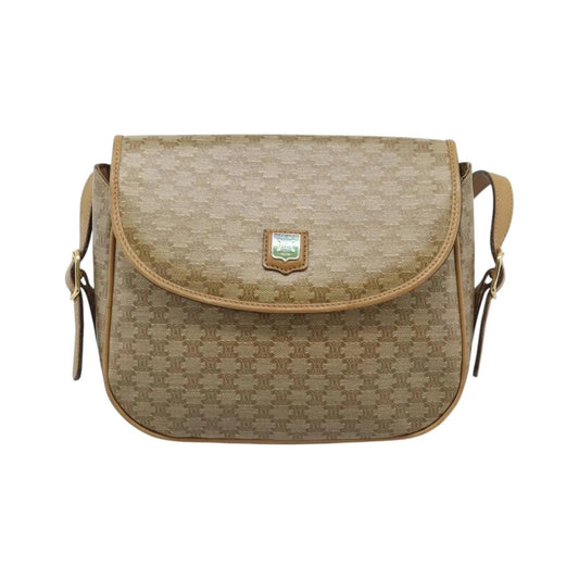 Celine Vintage Macadam Canvas, Beige, Canvas, Shoulder Bag
