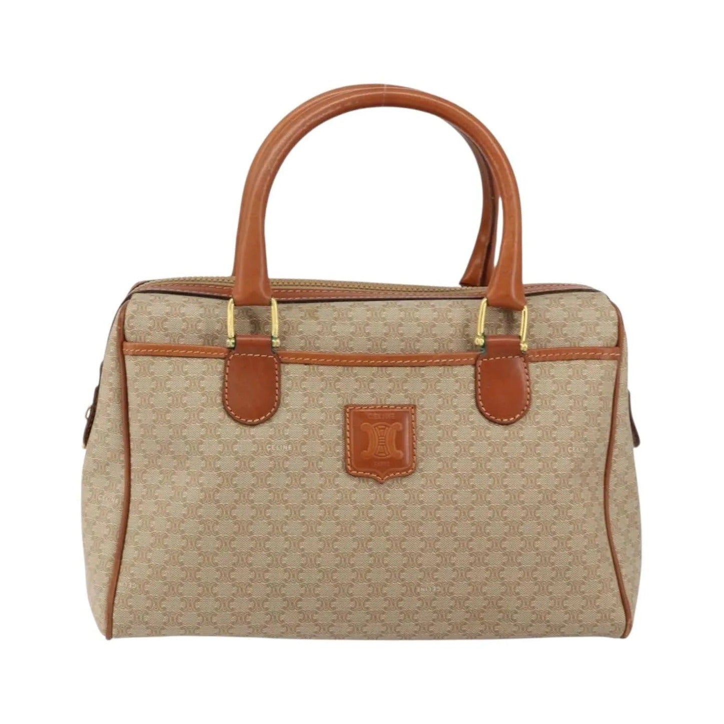 Celine Vintage Macadam Canvas, Beige, Canvas, Handbag