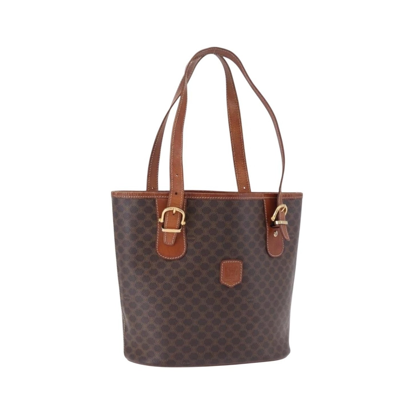 Celine Vintage Macadam Canvas, Brown, Canvas, Handbag