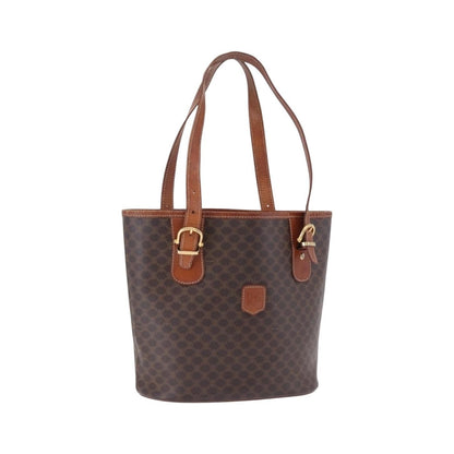 Celine Vintage Macadam Canvas, Brown, Canvas, Handbag