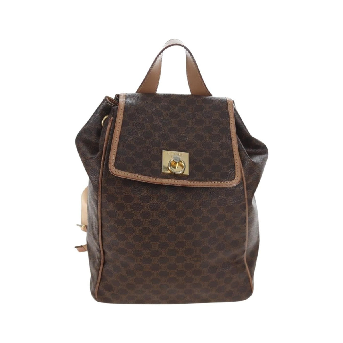 Celine Vintage Macadam Canvas, Brown, Canvas, Backpack