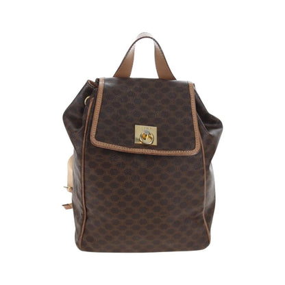 Celine Vintage Macadam Canvas, Brown, Canvas, Backpack