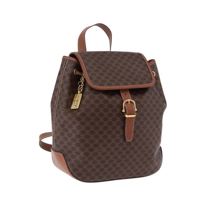 Celine Vintage Macadam Canvas, Brown, Canvas, Backpack