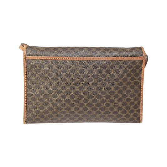 Celine Vintage Macadam Canvas and Leather, Brown, Canvas, Shoulder Bag