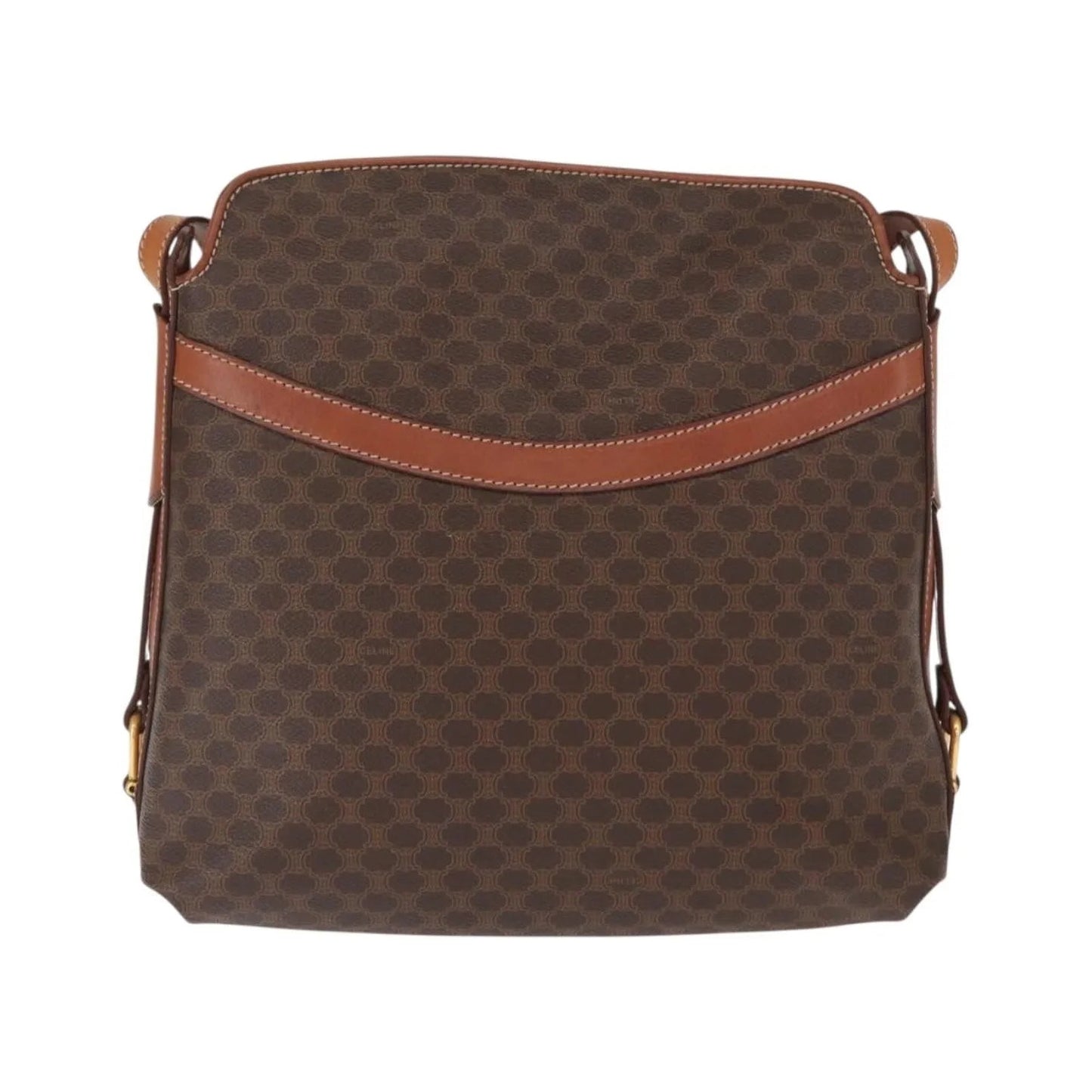 Celine Vintage Macadam Canvas and Leather, Brown, Canvas, Shoulder Bag