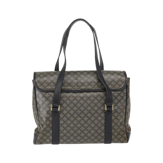Celine Vintage Macadam Canvas and Leather, Black, Canvas, Shoulder Bag