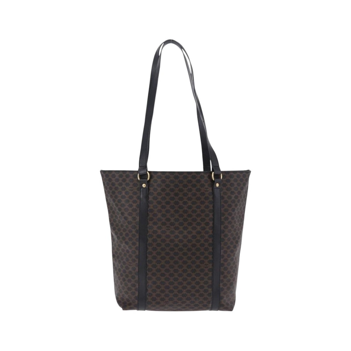 Celine Vintage Macadam Canvas and Leather, Black, Canvas, Shoulder Bag