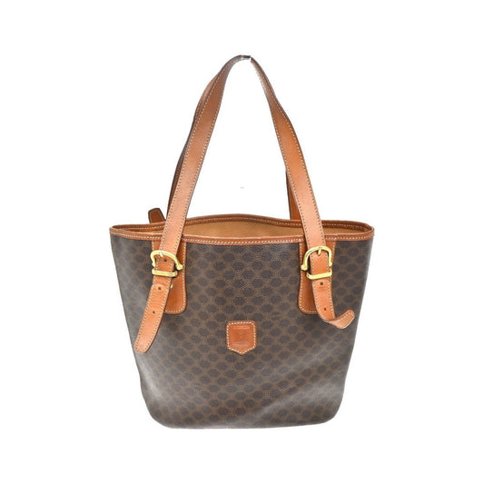 Celine Vintage Macadam Canvas and Leather, Brown, Canvas, Tote Bag