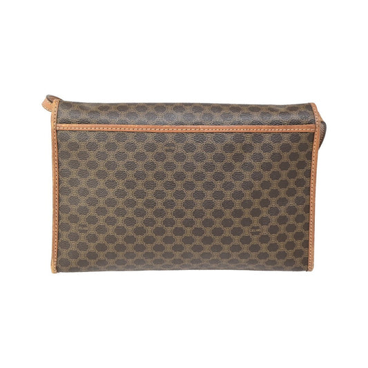 Celine Vintage Macadam Canvas and Leather, Brown, Canvas, Shoulder Bag