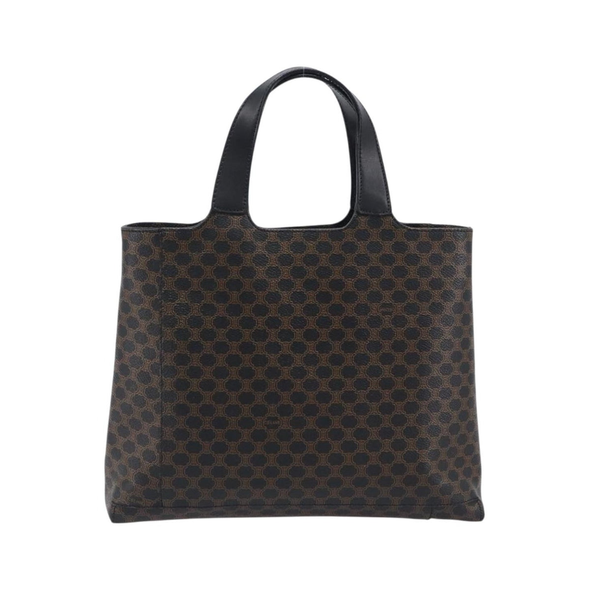 Celine Vintage Macadam Canvas and Leather, Black, Canvas, Handbag