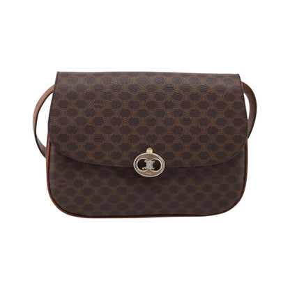 Celine Vintage Macadam Canvas and Leather, Brown, PVC, Shoulder Bag